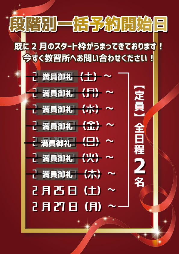 2月段階別 【指定】トヨタドライビングスクール東京