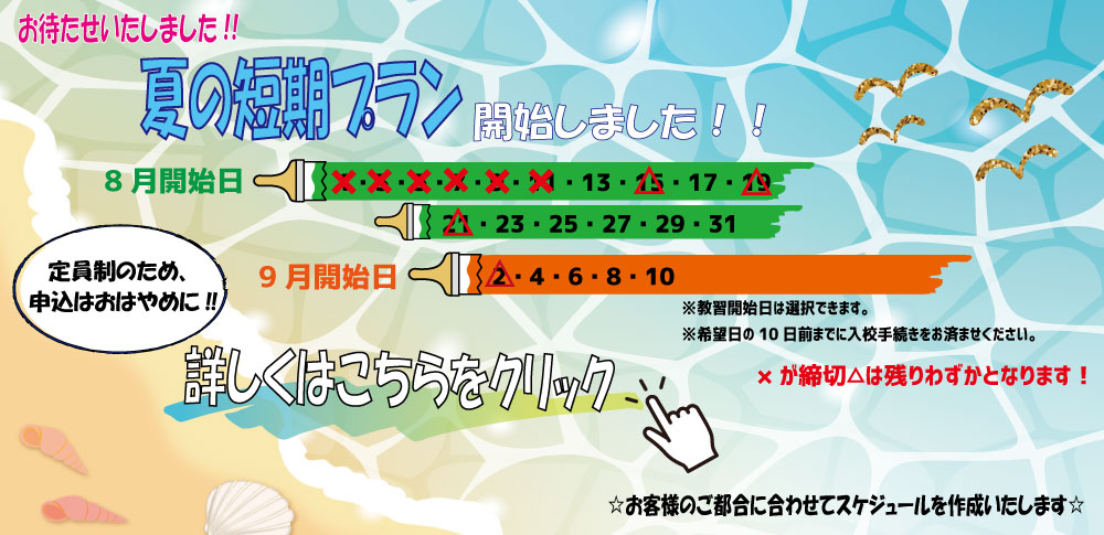 夏短期始まるよ