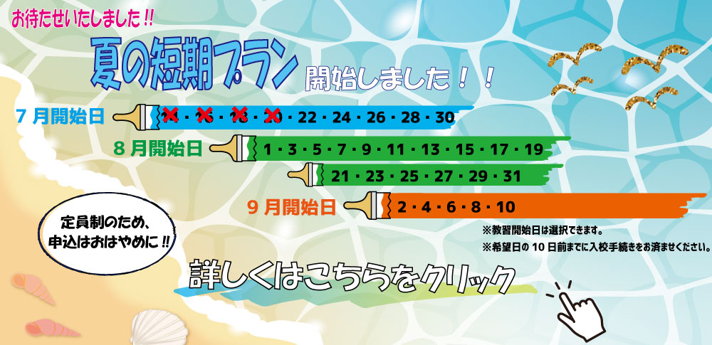 夏短期始まるよ